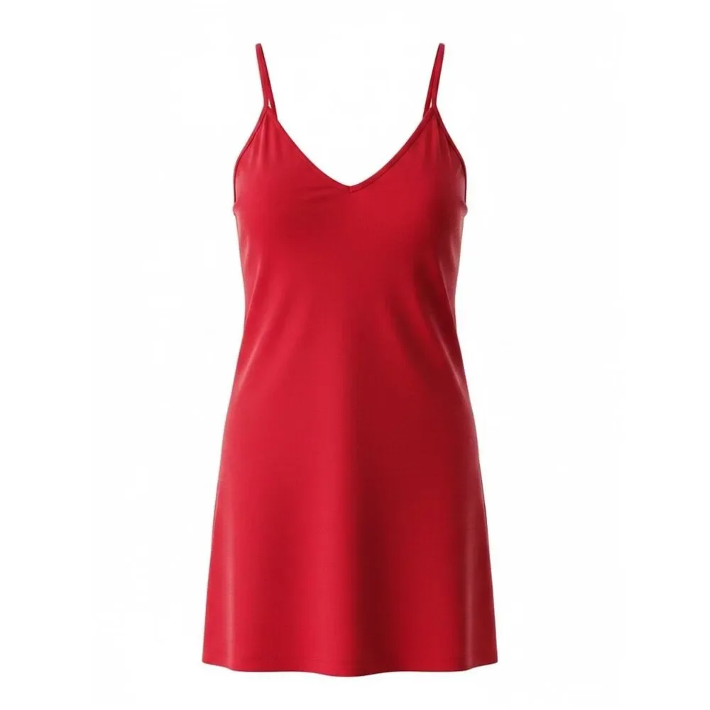 Free People Women Red Adjustable Strap Slip Lounge Mini Dress XS Boho Casual
